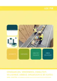 Omslag van het leerwerkboek voor 'Mbo: Logistiek' met de titel 'Verzamelen, verzenden, kwaliteit, veiligheid, arbeid, organisatie'