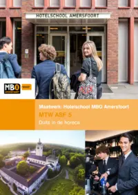 Omslag van het leerwerkboek voor 'Maatwerk' met de titel 'Maatwerk MBO Amersfoort: Duits in de horeca'