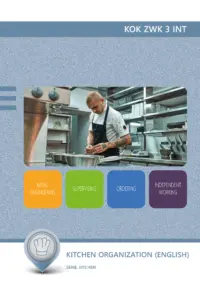 Omslag van het leerwerkboek voor 'Mbo: Keuken' met de titel 'Kitchen organization (Engelstalig)'