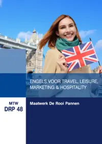 Omslag van het leerwerkboek voor 'Maatwerk' met de titel 'Maatwerk De Rooi Pannen: Engels voor Travel, Marketing & Hospitality'