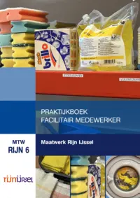 Omslag van het leerwerkboek voor 'Maatwerk' met de titel 'Maatwerk Rijn IJssel: Praktijkboek facilitair medewerker'
