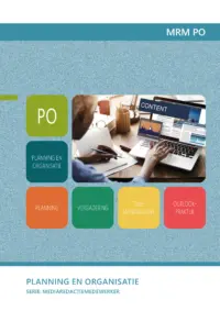 Omslag van het leerwerkboek voor 'Mbo: Commercie' met de titel 'Planning en organisatie'