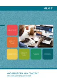 Omslag van het leerwerkboek voor 'Mbo: Commercie' met de titel 'Voorbereiden van content'