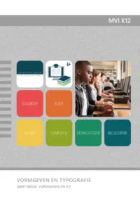 Omslag van het leerwerkboek voor 'Vmbo: Media, vormgeving & ICT' met de titel 'Vormgeven en typografie'