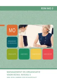 Omslag van het leerwerkboek voor 'Mbo: Retail' met de titel 'Management en organisatie'