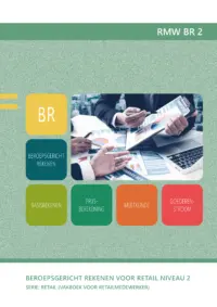 Omslag van het leerwerkboek voor 'Mbo: Retail' met de titel 'Beroepsgericht rekenen voor Retail niveau 2'