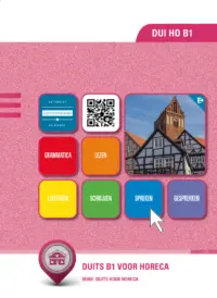 Omslag van het leerwerkboek voor 'Mbo: Ondernemer horeca bakkerij' met de titel 'Duits voor Horeca, B1'