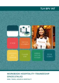 Omslag van de digitale licentie van het leerwerkboek voor 'Mbo: Travel, Leisure & Hospitality' met de titel 'E-licentie: Workbook Hospitality-traineeship (Engelstalig)'