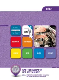 Omslag van de digitale licentie van het leerwerkboek voor 'Mbo: Ondernemer horeca bakkerij' met de titel 'E-Licentie: Gastheerschap in het restaurant'