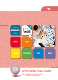 Omslag van het leerwerkboek voor 'Mbo: Travel, Leisure & Hospitality' met de titel 'Commerciële handelingen'