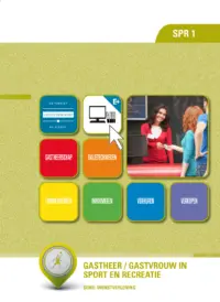 Omslag van het leerwerkboek voor 'Mbo: Dienstverlening (niveau 2)' met de titel 'Gastheer/gastvrouw in sport en recreatie'