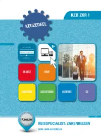Omslag van het leerwerkboek voor 'Mbo: Keuzedelen' met de titel 'Keuzedeel - Reisspecialist: zakenreizen'