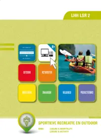 Omslag van het leerwerkboek voor 'Mbo: Travel, Leisure & Hospitality' met de titel 'Sportieve recreatie en outdoor'