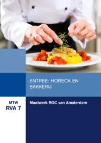 Omslag van het leerwerkboek voor 'Maatwerk' met de titel 'Maatwerk ROC van Amsterdam - Entree Horeca en Bakkerij'