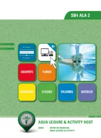 Omslag van het leerwerkboek voor 'Mbo: Sport en bewegen' met de titel 'Aqua leisure & activity host (begeleider recreatieve zwemactiviteiten)'