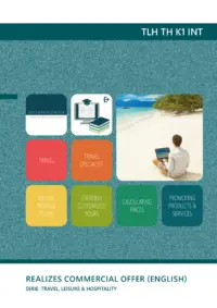 Omslag van het leerwerkboek voor 'Mbo: Travel, Leisure & Hospitality' met de titel 'Realizes commercial offer (Engelstalig)'